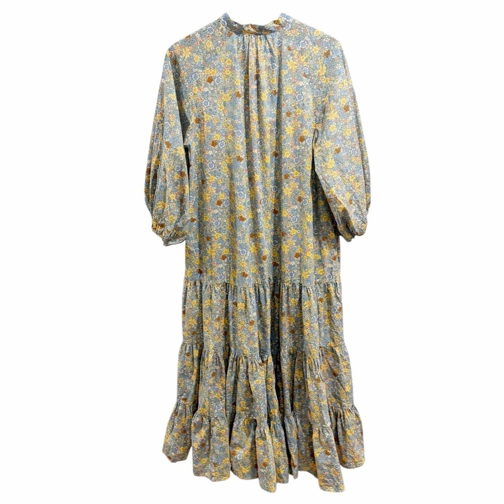 Mable Relaxed Fit Tiered Floral Midi Shirt Dress cottagecore prairie size Small - Picture 3 of 8